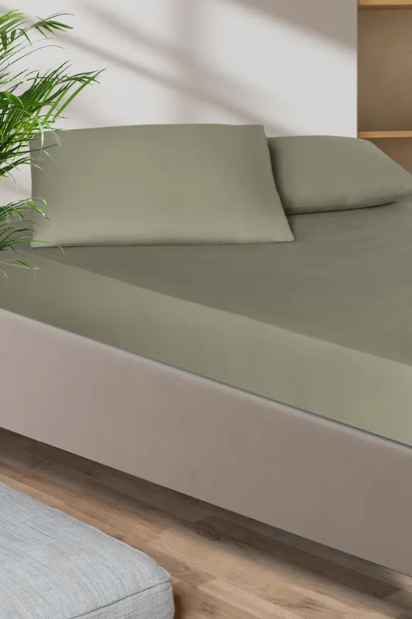 Pierre Cardin Pamuk Saten Lastikli Çarşaf 100x200 Haki
