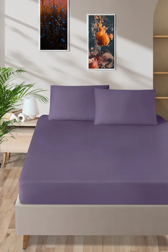 Pierre Cardin Pamuk Saten Lastikli Çarşaf 100x200 Lila