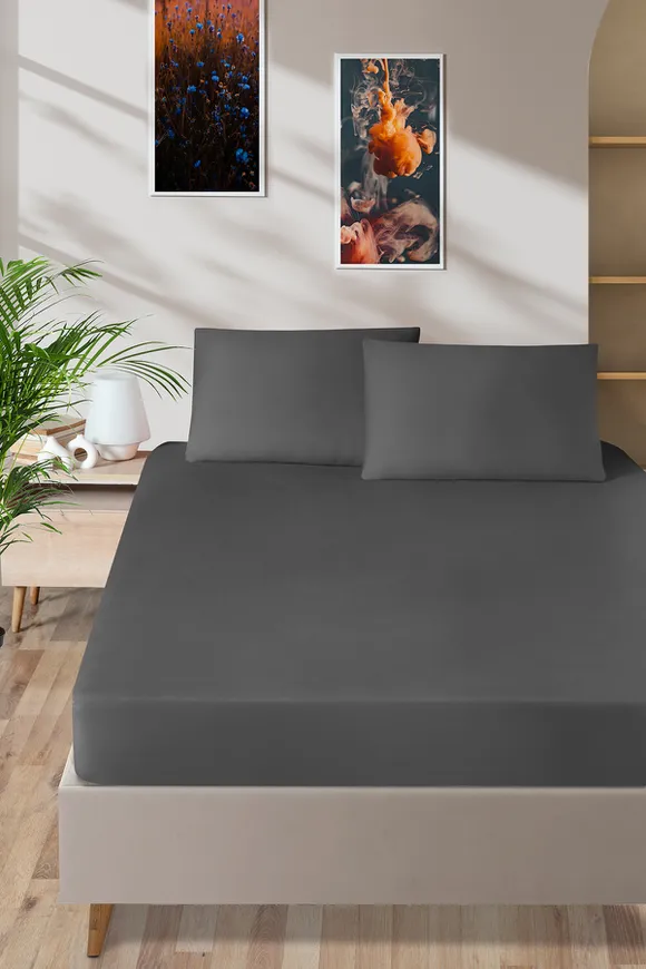 Pierre Cardin Pamuk Saten Lastikli Çarşaf 120x200 Antrasit