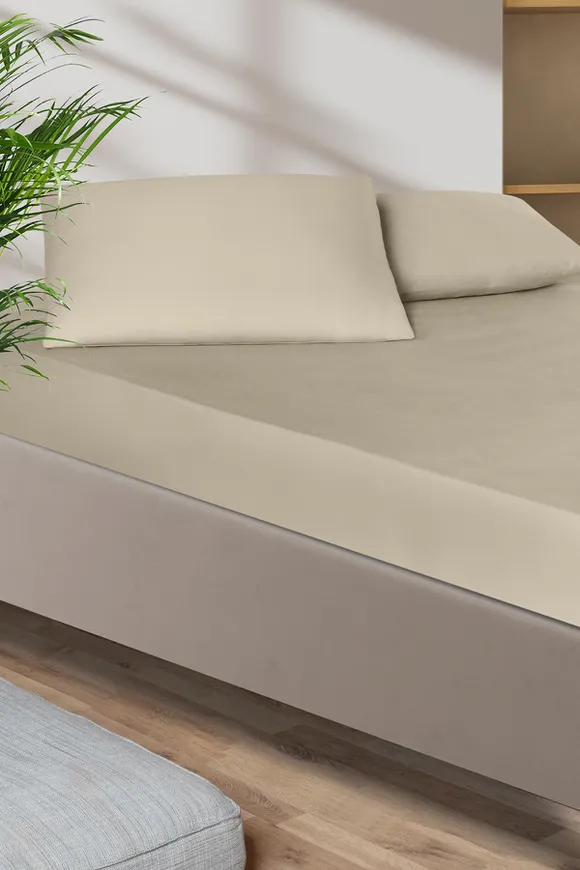 Pierre Cardin Pamuk Saten Lastikli Çarşaf 120x200 Bej