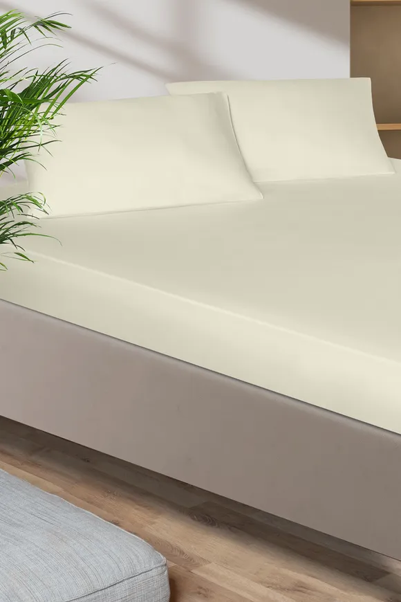 Pierre Cardin Pamuk Saten Lastikli Çarşaf 120x200 Ekru
