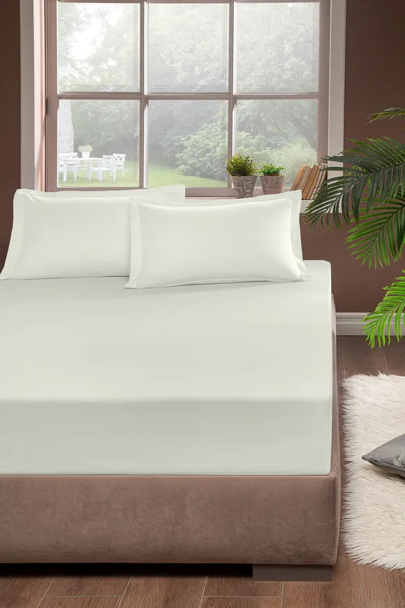 Pierre Cardin Pamuk Saten Lastikli Çarşaf 120x200 Krem