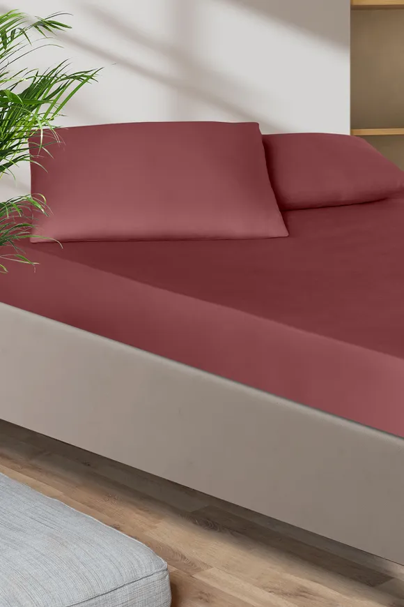 Pierre Cardin Pamuk Saten Lastikli Çarşaf 160x200 Bordo