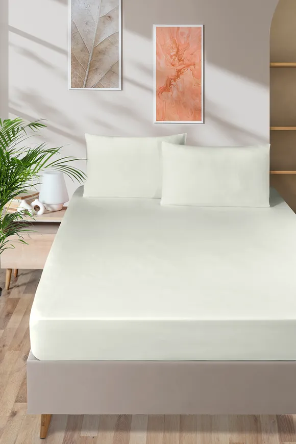 Pierre Cardin Pamuk Saten Lastikli Çarşaf 160x200 Krem