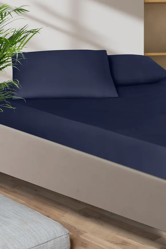 Pierre Cardin Pamuk Saten Lastikli Çarşaf 180x200 İndigo