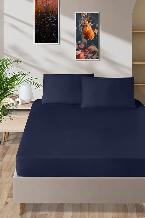 Pierre Cardin Pamuk Saten Lastikli Çarşaf 180x200 İndigo