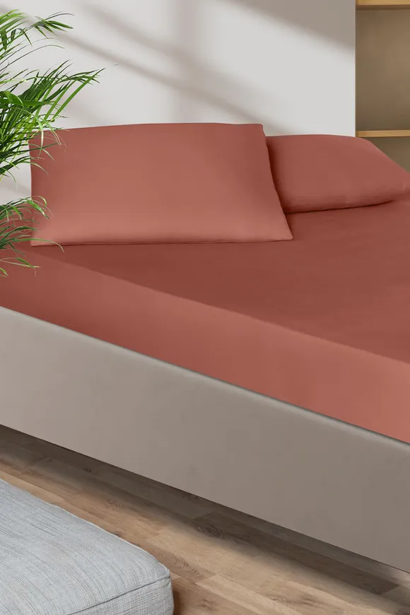 Pierre Cardin Pamuk Saten Lastikli Çarşaf 180x200 Kiremit 