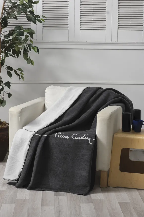 Pierre Cardin Pamuk Tv Battaniyesi Logo Antrasit