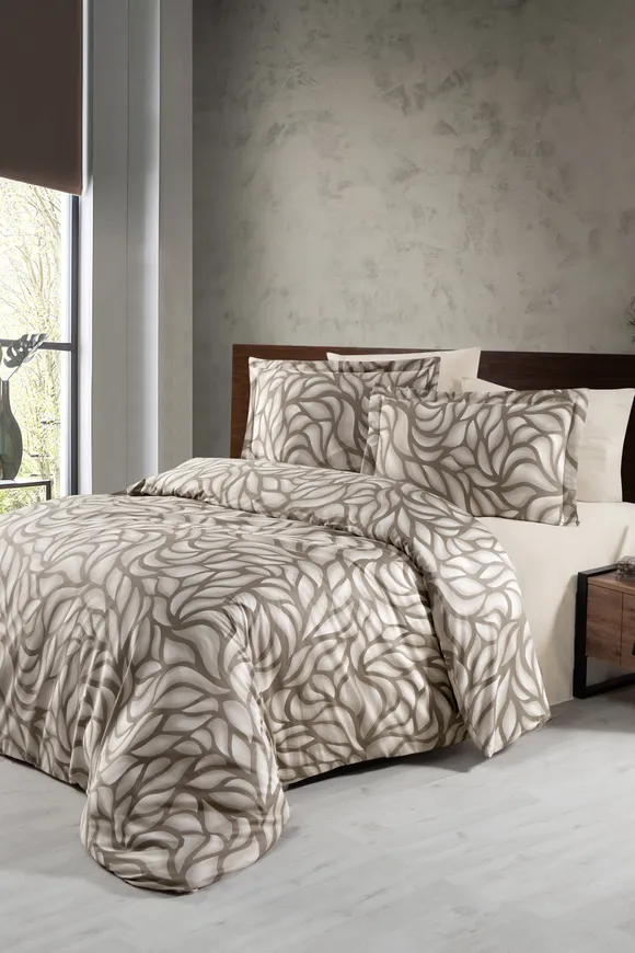 Pierre Cardin Saten Nevresim Takımı Çift Kişilik Grande Bej