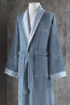 Pierre Cardin Stone Jakarlı Erkek Bornoz Seti İndigo