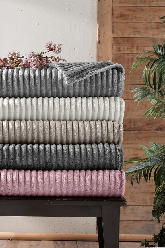 Pierre Cardin Super Soft Battaniye Çift Kişilik Line Gül Kurusu