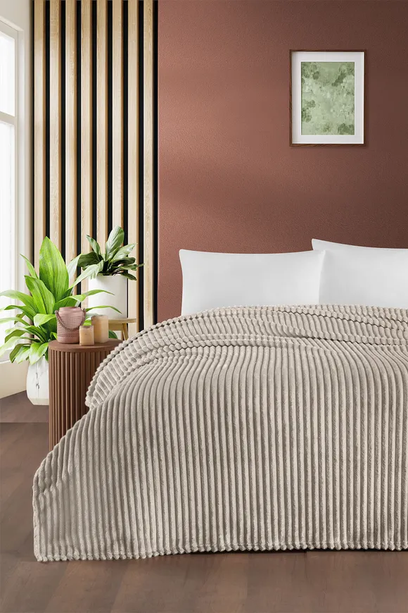 Pierre Cardin Super Soft Battaniye Tek Kişilik Line Bej