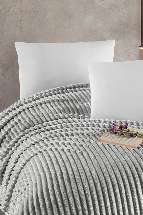 Pierre Cardin Super Soft Battaniye Tek Kişilik Line Gri