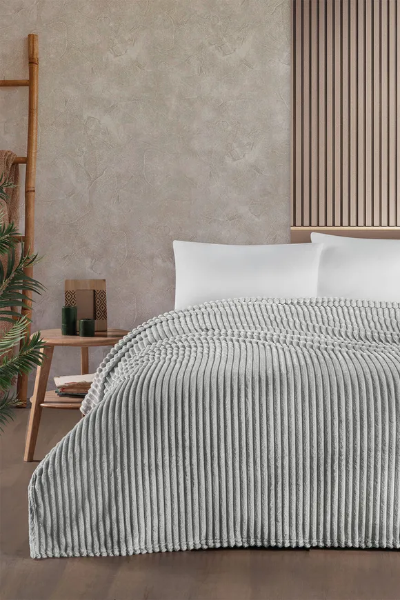 Pierre Cardin Super Soft Battaniye Tek Kişilik Line Gri