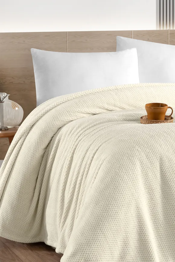 Pierre Cardin Wellsoft Battaniye Çift Kişilik Comfy Krem