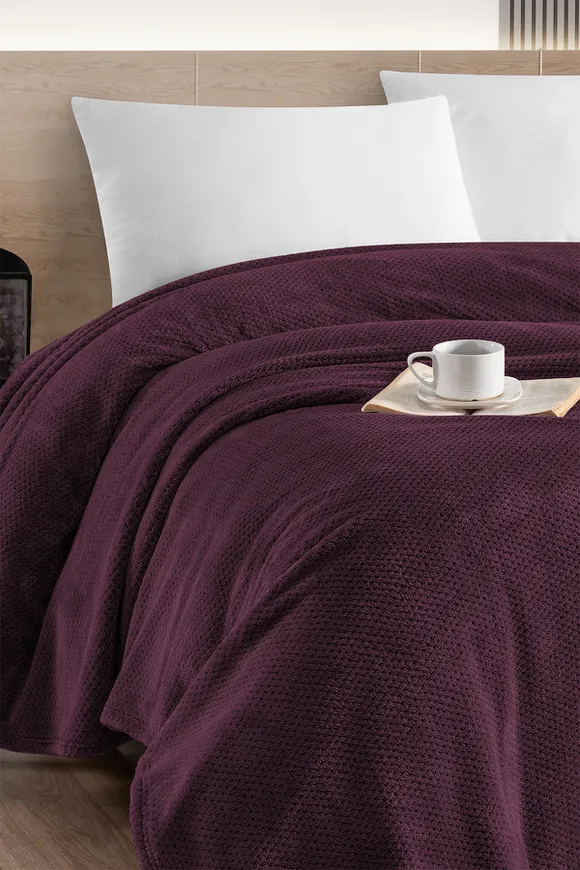 Pierre Cardin Wellsoft Battaniye Çift Kişilik Comfy Mürdüm