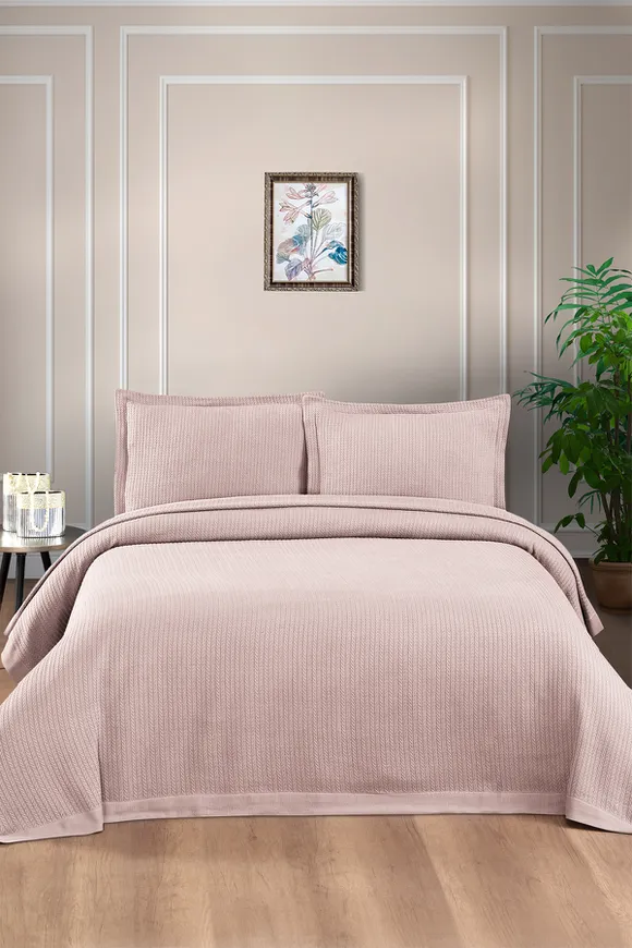 Pierre Cardin Yatak Örtüsü Çift Kişilik Valeria Pudra (Yastık Kılıfsız)