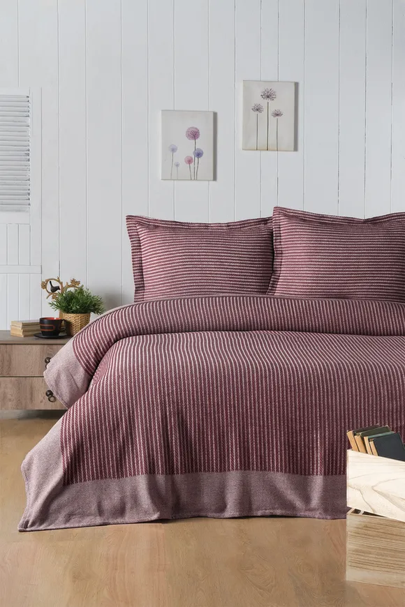 Pierre Cardin Yatak Örtüsü Seti Çift Kişilik Daylight Bordo