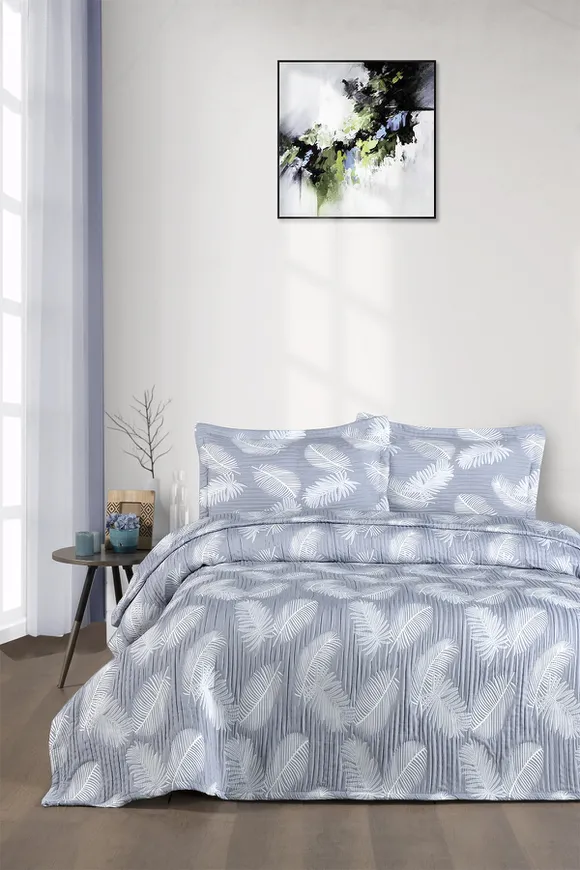 Pierre Cardin Yatak Örtüsü Seti Çift Kişilik Feather İndigo