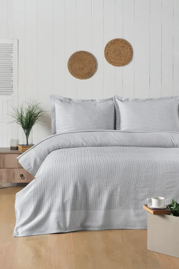 Pierre Cardin Yatak Örtüsü Seti Newlight Çift Kişilik Gri