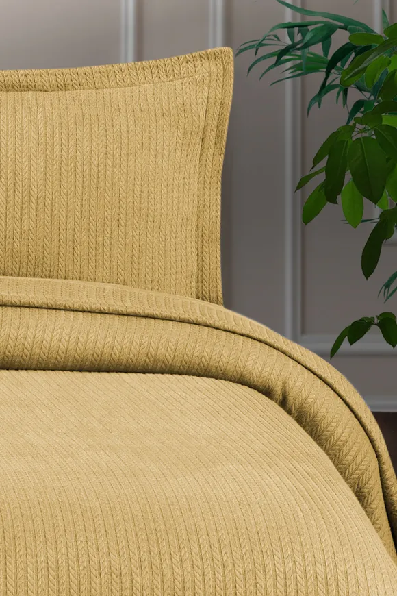 Pierre Cardin Yatak Örtüsü Seti Valeria Çift Kişilik Hardal