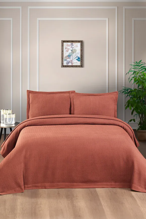 Pierre Cardin Yatak Örtüsü Seti Valeria Çift Kişilik Kiremit